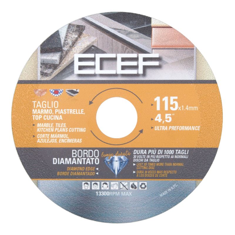 Δίσκος Κοπής ECEF Για Κοπή Μαρμαρων - Δομικών Υλικών  D125x1,4 4.5”