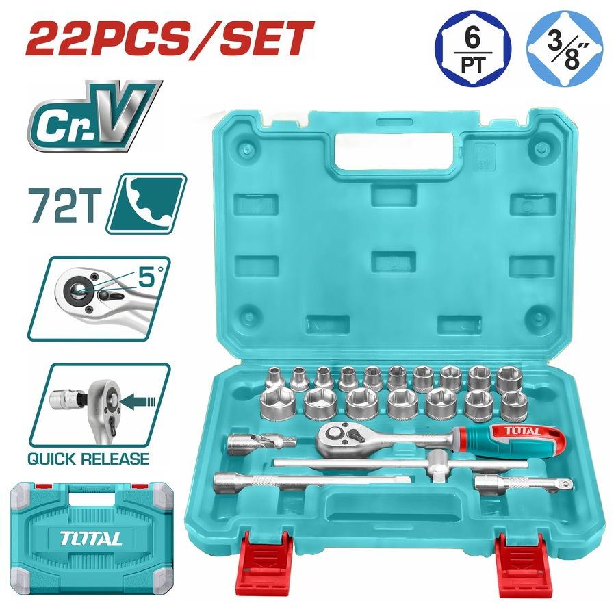 TOTAL ΕΠΑΓΓ. ΚΑΣΕΤΙΝΑ ΚΑΡΥΔΑΚΙΑ 3/8" 22ΤΕΜ (THT381221)