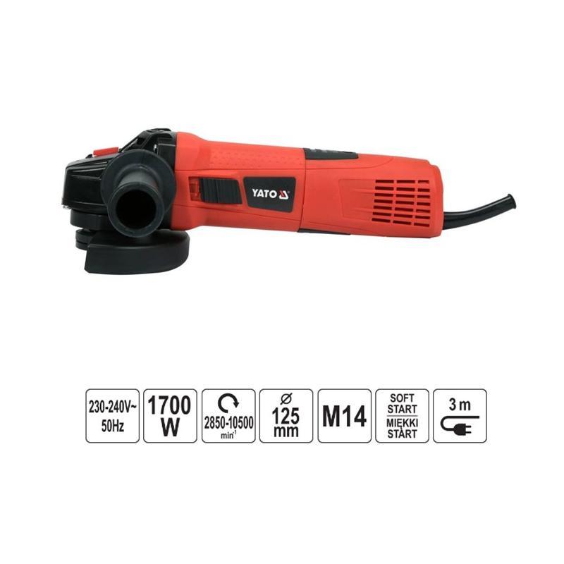 Τροχός 125mm Ρεύματος 1700W με Ρύθμιση Στροφών Yato YT-821024 - Image 2