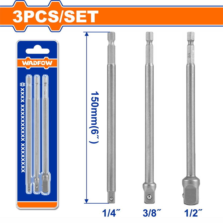 Χρησιμοπωλείο - WADFOW ΣΕΤ ΑΝΤΑΠΤΟΡΕΣ ΜΑΚΡΙΟΙ 150mm 1/4" - 3/8" - 1/2" 3ΤΕΜ (WSV4K03)