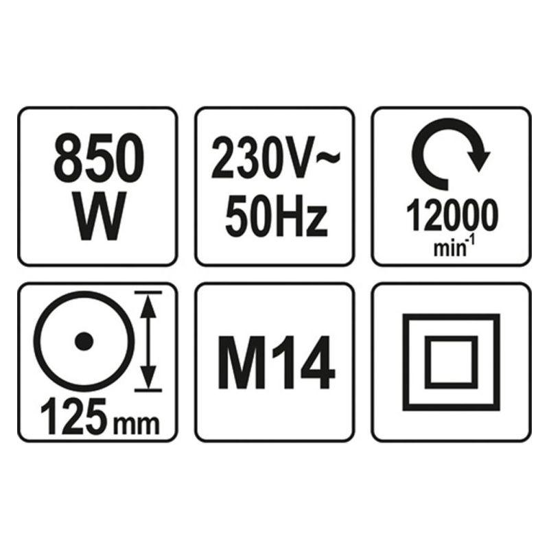 Τροχός 125mm Ρεύματος 850W Yato YT-82097 - Image 2