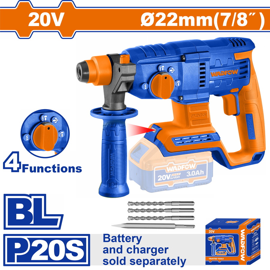 Χρησιμοπωλείο - WADFOW ΠΝΕΥΜΑΤΙΚΟ ΠΙΣΤΟΛΕΤΟ ΜΠΑΤ. Li-ion 20V / 22mm ΧΩΡΙΣ ΜΠΑΤΑΡΙΑ & ΦΟΡΤΙΣΤΗ (WLM15220)