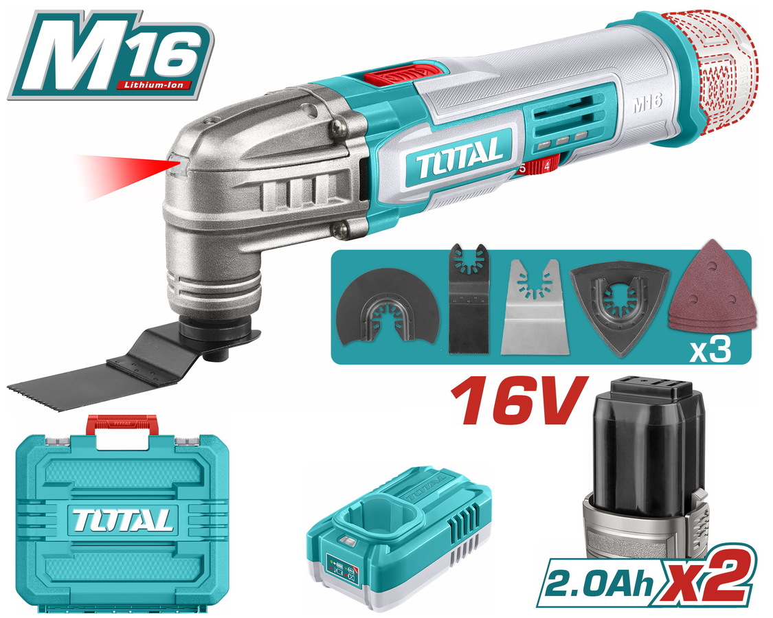 TOTAL ΕΠΑΓΓ. ΠΟΛΥΕΡΓΑΛΕΙΟ ΜΠΑΤ. Li-ion 16V / 2Ah / 2 ΜΠΑΤ (TMLI16222E)
