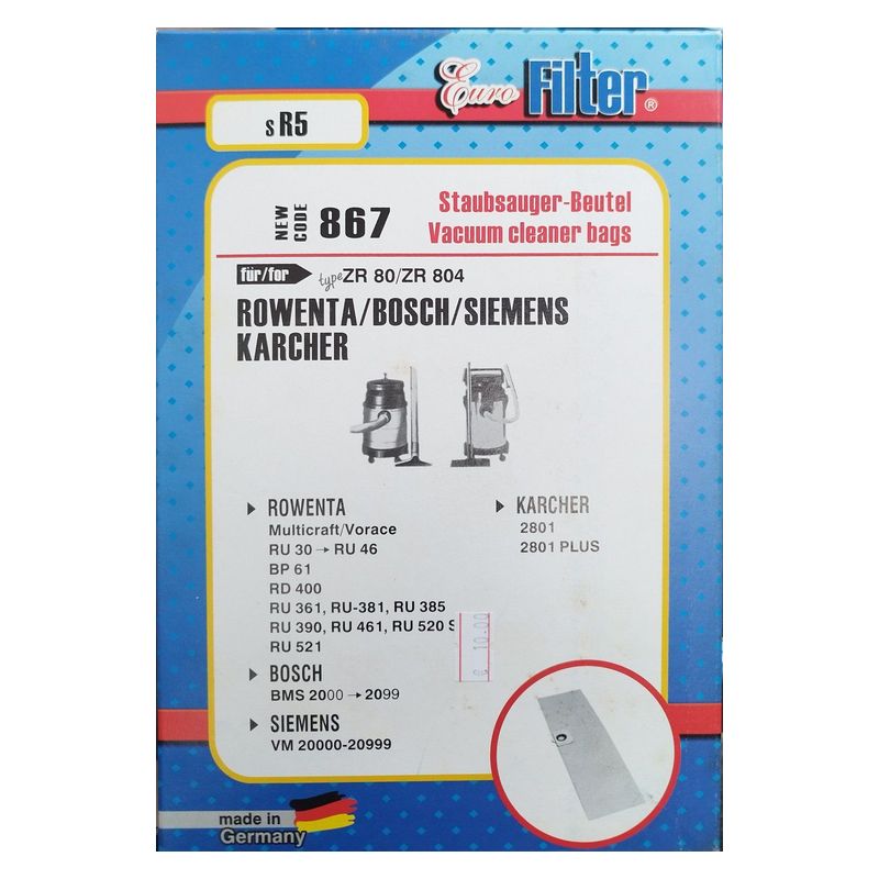Ανταλλακτικές Σακούλες Ηλεκτρικής Σκούπας SR5 / 867 Eurofilter