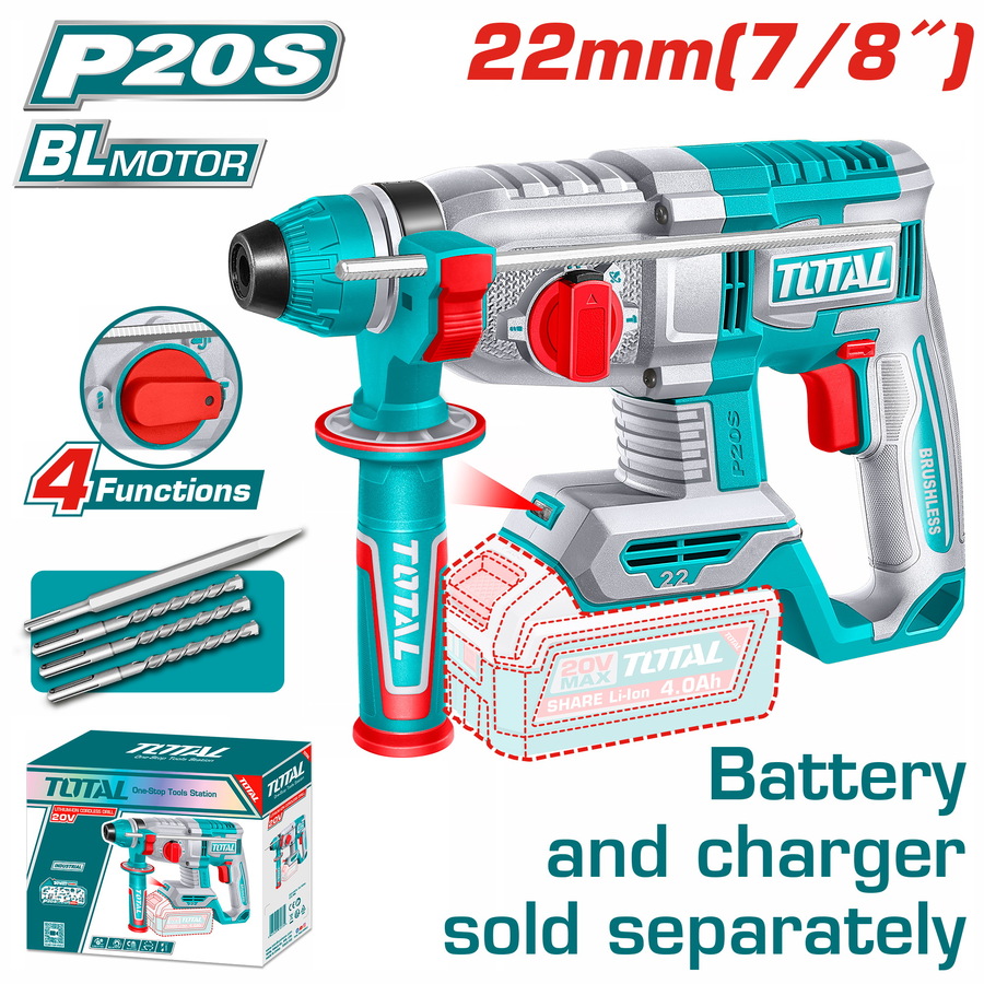 TOTAL ΕΠΑΓΓ. ΠΝΕΥΜΑΤΙΚΟ ΠΙΣΤΟΛΕΤΟ ΜΠΑΤ. Li-ion 20V / 22mm ΧΩΡΙΣ ΜΠΑΤΑΡΙΑ & ΦΟΡΤΙΣΤΗ (TRHLI21228)