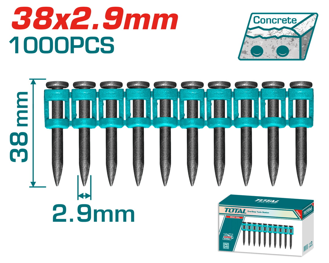 TOTAL ΚΑΡΦΙΑ ΓΙΑ ΣΚΥΡΟΔΕΜΑ 38mm / 1000 ΤΕΜ ΓΙΑ TCNLI9005 / TCNLI9008 (TAC02381)