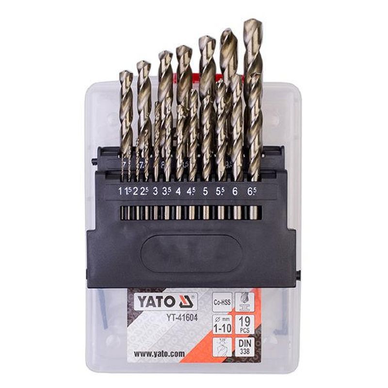 Σετ τρυπάνια HSS-Co Κοβαλτίου 19 τμχ σε διαφανή κασετίνα YATO YT-41604