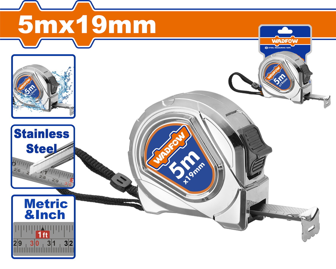 Χρησιμοπωλείο - WADFOW ΜΕΤΡΟΤΑΙΝΙΑ ΜΕΤΑΛΛΙΚΗ 5m X 19mm (WMT4420)