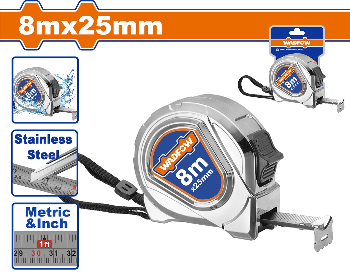 Χρησιμοπωλείο - WADFOW ΜΕΤΡΟΤΑΙΝΙΑ ΜΕΤΑΛΛΙΚΗ 8m X 25mm (WMT4440)