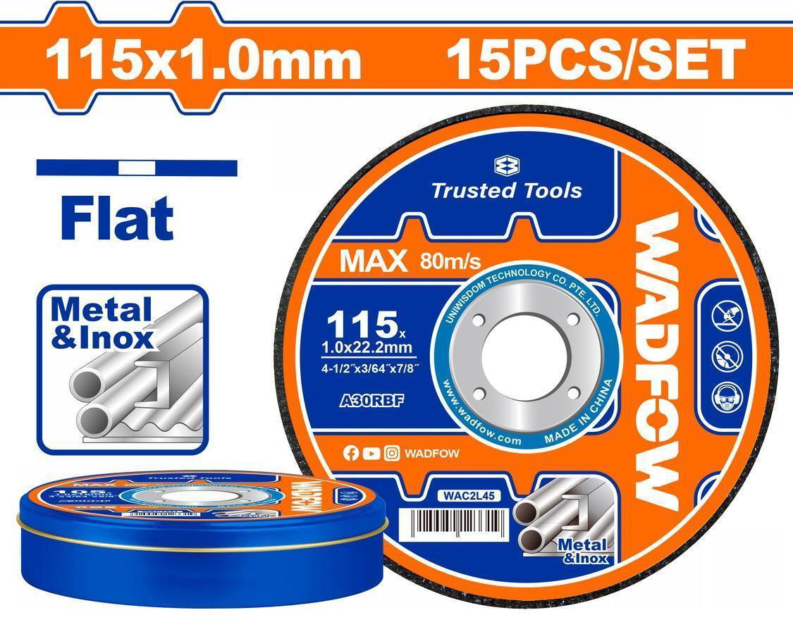 Χρησιμοπωλείο - WADFOW ΔΙΣΚΟΣ ΚΟΠΗΣ ΙΝΟΧ/ΜΕΤΑΛΛΟΥ ΙΣΙΟΣ 115 Χ 1mm 15ΤΕΜ ΣΕ ΜΕΤΑΛΛΙΚΟ ΚΟΥΤΑΚΙ (WAC2L45)