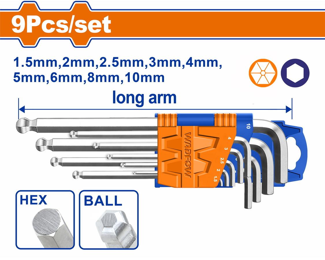 Χρησιμοπωλείο - WADFOW ΣΕΤ ΚΛΕΙΔΙΑ ΑΛΛΕΝ ΜΠΙΛΙΑΣ 1.5 - 10mm 9ΤΕΜ (WHK2291)