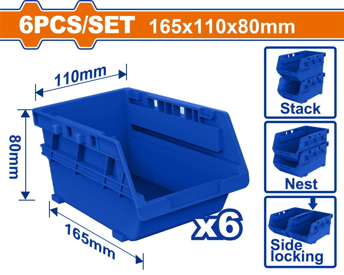 Χρησιμοπωλείο - WADFOW ΣΕΤ ΣΚΑΦΑΚΙΑ ΑΠΟΘΗΚΕΥΣΗΣ 165Χ110Χ80mm 6ΤΕΜ (WTB8336)