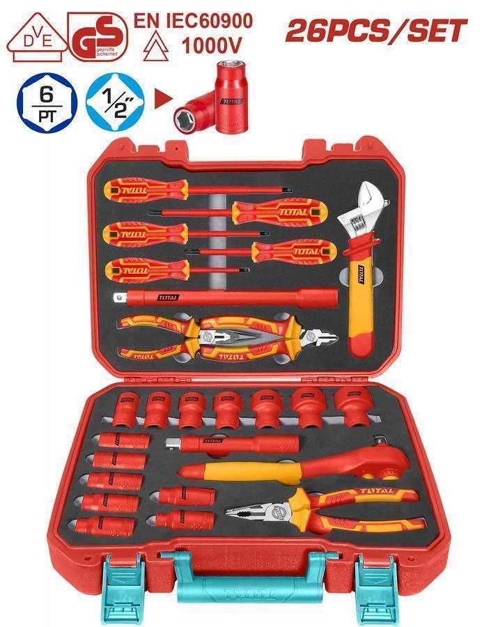 TOTAL ΕΠΑΓΓ. ΚΑΣΕΤΙΝΑ ΕΡΓΑΛΕΙΩΝ ΧΕΙΡΟΣ 1000V VDE 26ΤΕΜ (THKITH2601)