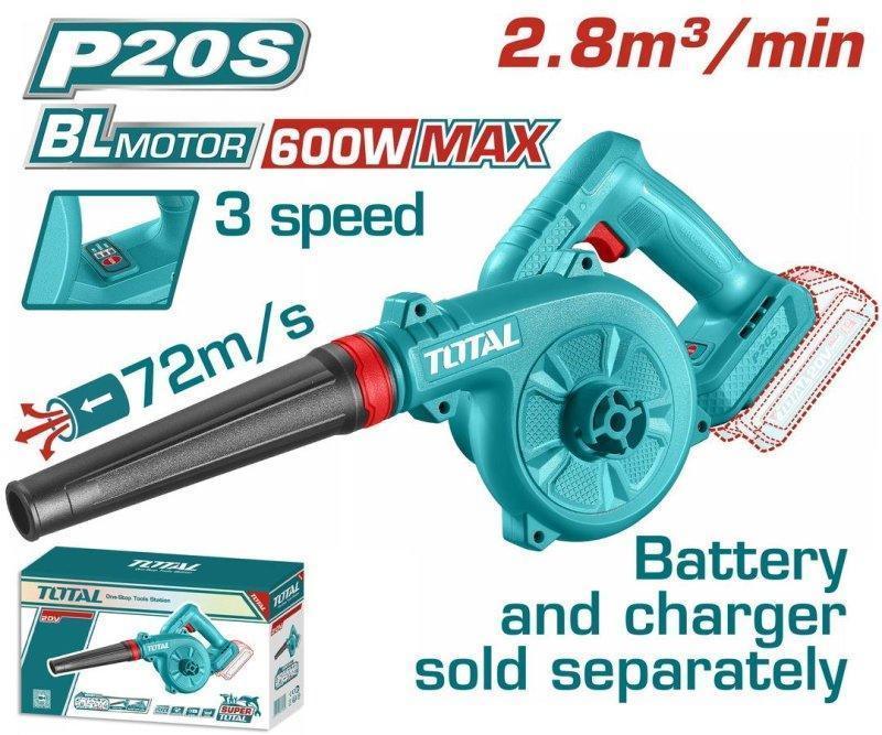 TOTAL ΕΠΑΓΓ. ΦΥΣΗΤΗΡΑΣ ΜΠΑΤ. Li-ion 20V ΧΩΡΙΣ ΜΠΑΤΑΡΙΑ & ΦΟΡΤΙΣΤΗ BL Motor (TABLI2068)