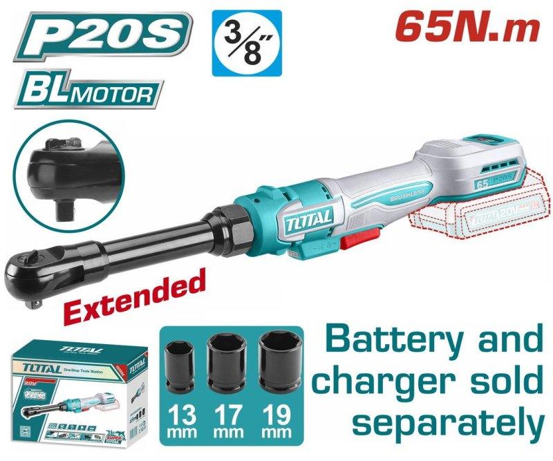 TOTAL ΕΠΑΓΓ. ΚΑΣΤΑΝΙΑ ΜΑΚΡΙΑ 3/8" / 65Nm ΜΠΑΤ. Li-ion 20V ΧΩΡΙΣ ΜΠΑΤΑΡΙΑ & ΦΟΡΤΙΣΤΗ (TDRLI206529)