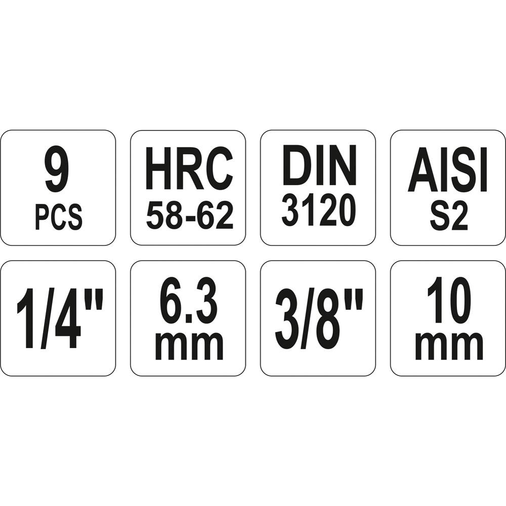 xrisimopolio ΚΑΡΥΔΑΚΙΑ HEX ΣΕΤ 1/4-3/8 9ΤΕΜ YT-04401