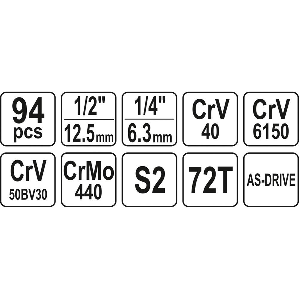 Κασετίνα 1/4" και 1/2" - YT-12681 Yato Επαγγελματική Σετ 94 Τμχ - Image 8