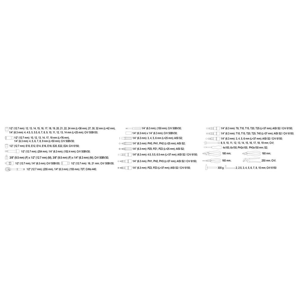 xrisimopolio ΚΑΣΕΤΙΝΑ ΚΑΡΥΔΑΚΙΑ 1/2'' & 1/4'' ΣΕΤ 122ΤΜΧ. YT-38901