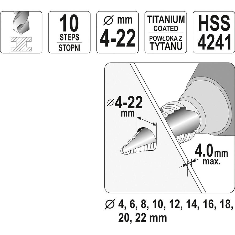 xrisimopolio ΤΡΥΠΑΝΙ ΚΩΝΙΚΟ ΤΙΤΑΝΙΟΥ4-22mm YT-44741
