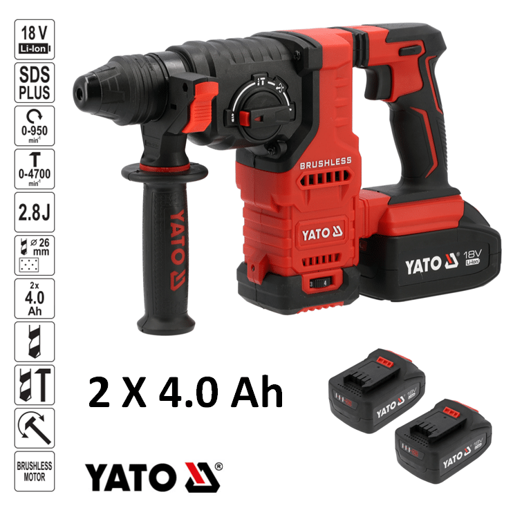 xrisimopolio ΠΙΣΤΟΛΕΤΟ SDS+ BL 18V 2.8J 2x4h YT-827724