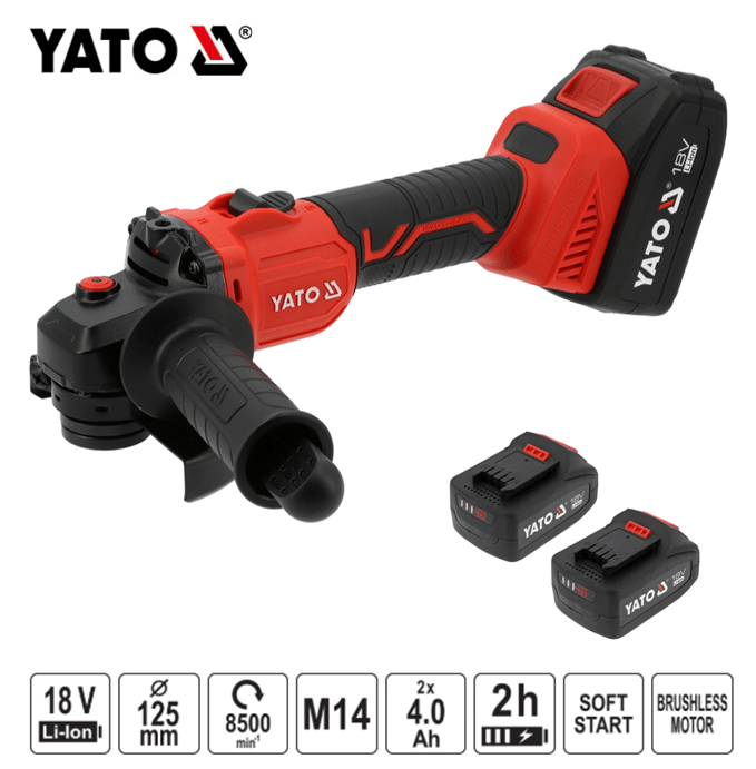 xrisimopolio ΤΡΟΧΟΣ ΓΩΝΙΑΚΟΣ BL18V 125MM 2X4Ah YT-828252