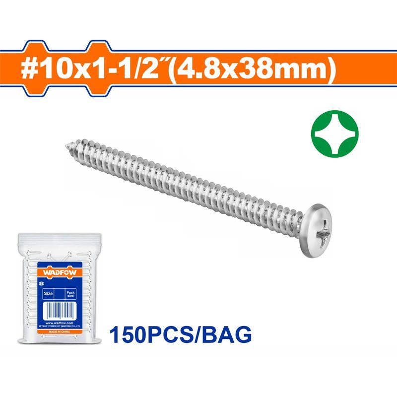 Χρησιμοπωλείο - WADFOW ΛΑΜΑΡΙΝΟΒΙΔΑ ΨΩΜΑΚΙ ΓΑΛΒ. ΣΤΑΥΡΟΥ 10 Χ 1-1/2" / 4.8 Χ 38mm 150TEM (WXSA946)