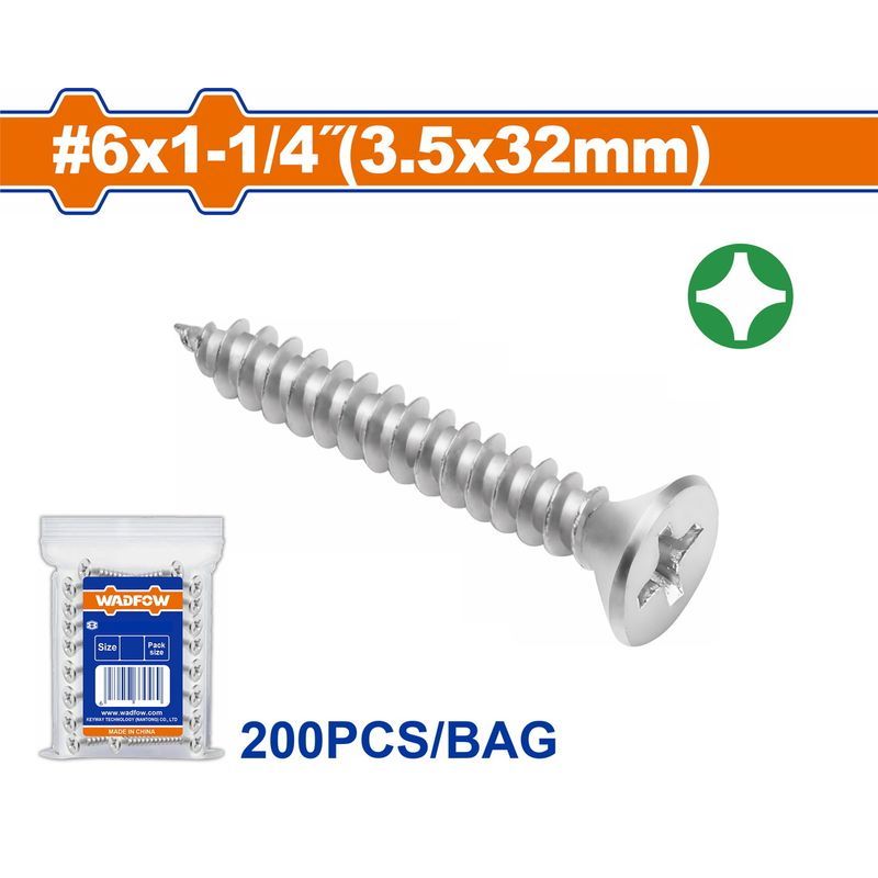 Χρησιμοπωλείο - WADFOW ΛΑΜΑΡΙΝΟΒΙΔΑ ΦΡΕΖΑΤΗ ΓΑΛΒ. ΣΤΑΥΡΟΥ 6 Χ 1-1/4" / 3.5 Χ 32mm 200TEM (WXSC915)