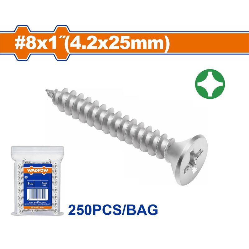 Χρησιμοπωλείο - WADFOW ΛΑΜΑΡΙΝΟΒΙΔΑ ΦΡΕΖΑΤΗ ΓΑΛΒ. ΣΤΑΥΡΟΥ 8 Χ 1" / 4.2 Χ 25mm 250TEM (WXSC934)