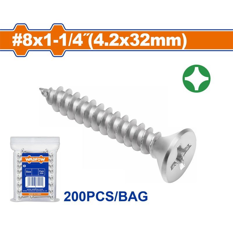 Χρησιμοπωλείο - WADFOW ΛΑΜΑΡΙΝΟΒΙΔΑ ΦΡΕΖΑΤΗ ΓΑΛΒ. ΣΤΑΥΡΟΥ 8 Χ 1-1/4" / 4.2 Χ 32mm 200TEM (WXSC935)