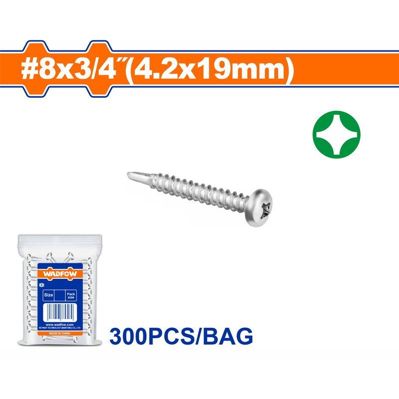 Χρησιμοπωλείο - WADFOW ΛΑΜΑΡΙΝΟΒΙΔΑ ΑΥΤΟΔ/ΤΗ ΨΩΜΑΚΙ 8 Χ 3/4" / 4.2 Χ 19mm 300TEM (WXSD924)