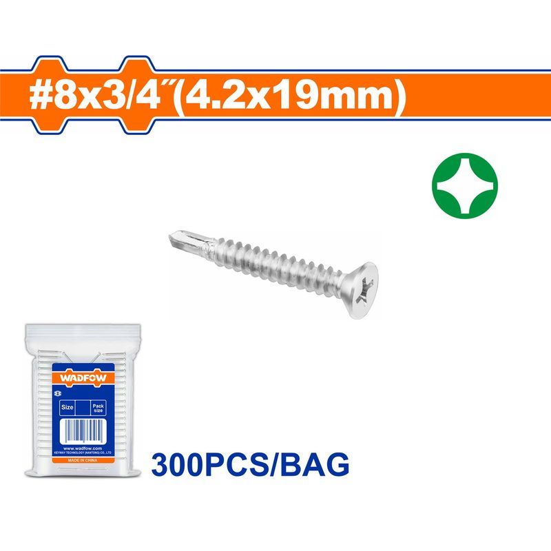 Χρησιμοπωλείο - WADFOW ΛΑΜΑΡΙΝΟΒΙΔΑ ΑΥΤΟΔ/ΤΗ ΦΡΕΖΑΤΗ ΓΑΛΒ. ΣΤΑΥΡΟΥ 8 Χ 3/4" / 4.2 Χ 19mm 300TEM (WXSE924)