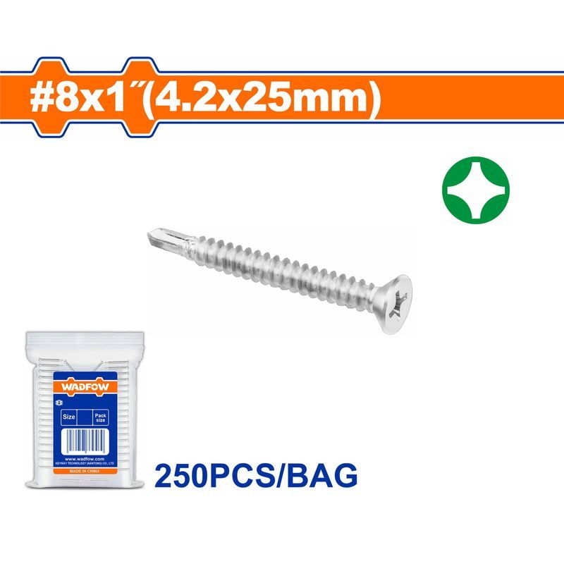 Χρησιμοπωλείο - WADFOW ΛΑΜΑΡΙΝΟΒΙΔΑ ΑΥΤΟΔ/ΤΗ ΦΡΕΖΑΤΗ ΓΑΛΒ. ΣΤΑΥΡΟΥ 8 Χ 1" / 4.2 Χ 25mm 250TEM (WXSE925)