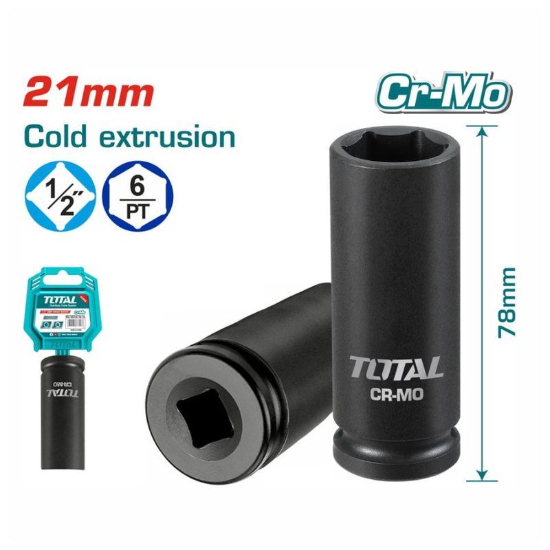 TOTAL ΕΠΑΓΓ. ΚΑΡΥΔΑΚΙ ΑΕΡΟΣ ΜΑΥΡO ΕΞΑΓΩΝO ΜΑΚΡΙ 1/2" - 21mm (THDIS12211L)